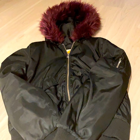 C&C California bomber style jacket- faux fur hood - Picture 2 of 5